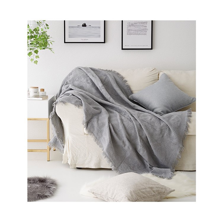 Solid Color Knitted Plaid Blanket Two-seater Anti-slip Tablecloth Furniture Sofa Cover Slipcover, Size: 130 x 180cm-1