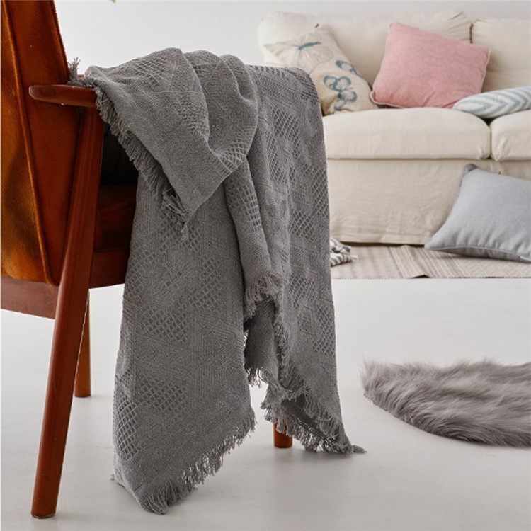 Solid Color Knitted Plaid Blanket Two-seater Anti-slip Tablecloth Furniture Sofa Cover Slipcover, Size: 130 x 180cm-3