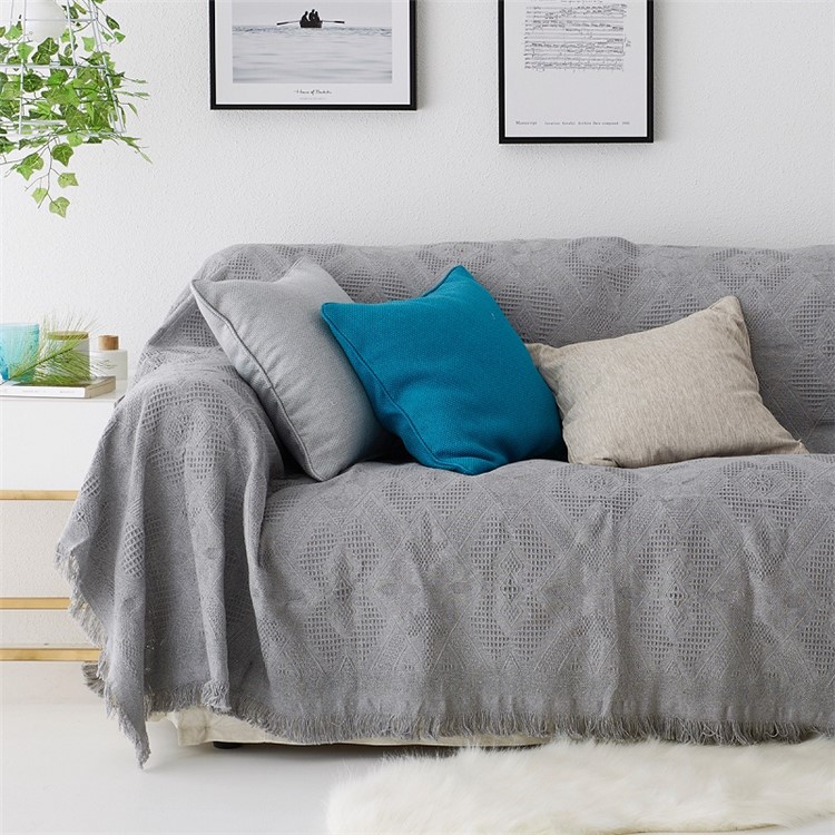 Solide Farbe Gestrickt Plaid Decke Anti-Rutsch-Tischdecke Möbel Zweisitzer Sofa Cover Schutzhülle, Größe: 230 X 250 Cm-2