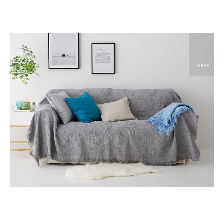 Solide Farbe Gestrickt Plaid Decke Anti-Rutsch-Tischdecke Möbel Zweisitzer Sofa Cover Schutzhülle, Größe: 230 X 250 Cm-4