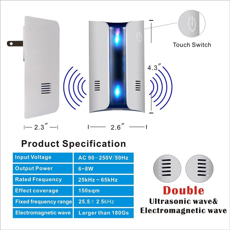 2Pcs/Set Multi-function Ultrasonic Electromagnetic Rats Pest Repellent Plug-in Indoor and Outdoor Use - EU Plug-10