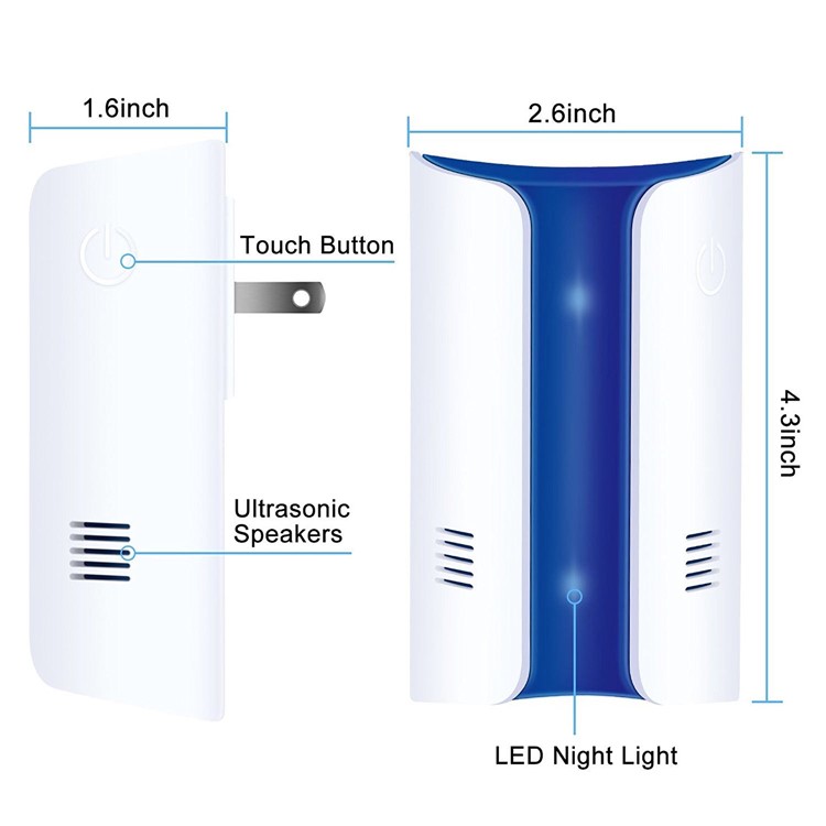 2Pcs/Set Multi-function Ultrasonic Electromagnetic Rats Pest Repellent Plug-in Indoor and Outdoor Use - EU Plug-5