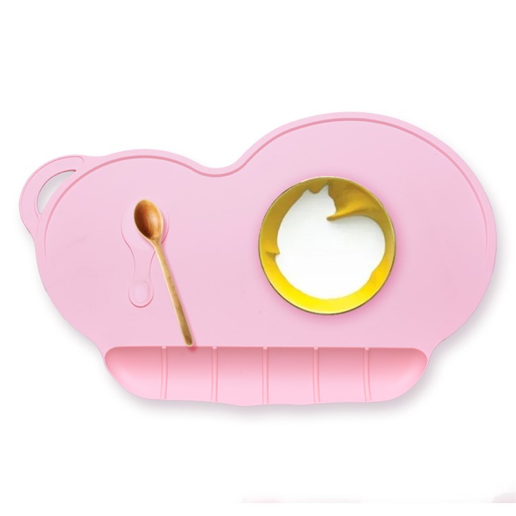Cute Shaped Silicone Mat Baby Kids Plate Table Mat BPA Free Waterproof Home Kitchen Pads, Size: 39 x 27cm - Pink