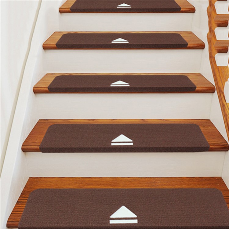 5PCS/Set Non-Slip Rubber Backing Skid-Resistant Carpet Stair Gripper - Coffee / Triangle Pattern-2