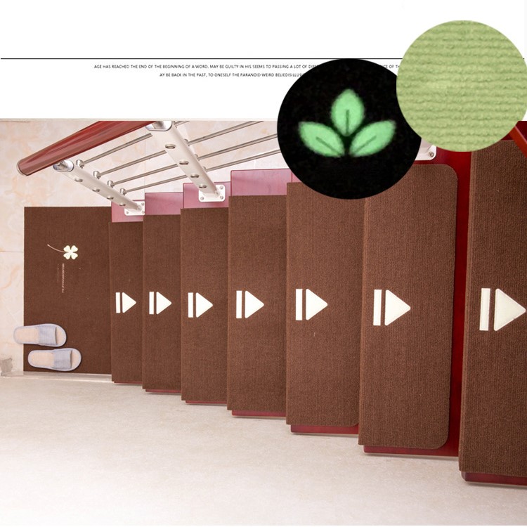 5PCS/Set Luminous Non-Slip Polyester Carpet Stair Gripper Pads, Size: 70x21x4.5cm - Coffee / Triangle-3
