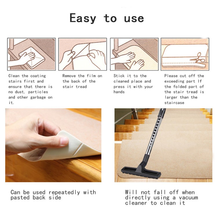 5PCS/Set Luminous Non-Slip Polyester Carpet Stair Gripper Pads, Size: 70x21x4.5cm - Coffee / Triangle-6