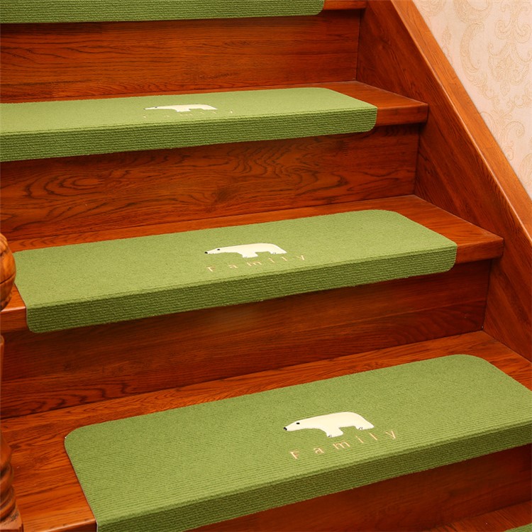 5PCS/Set Luminous Anti-skid Polyester Carpet Stair Gripper Mats, Size: 70x21x4.5cm - Green / Polar Bear-1