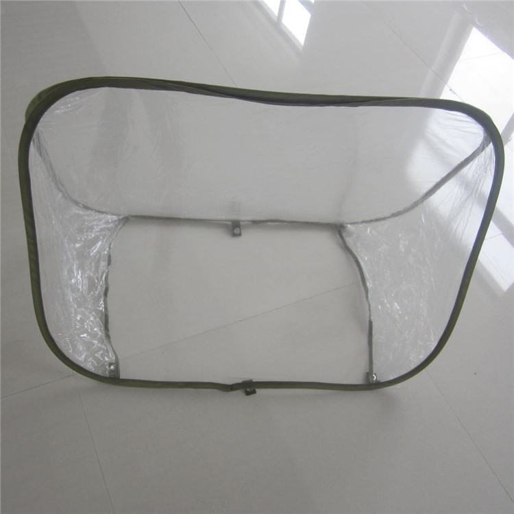 Flodable Mini PVC Transparent Garden Greenhouse Triangle Warm Room - Army Green Edges-3