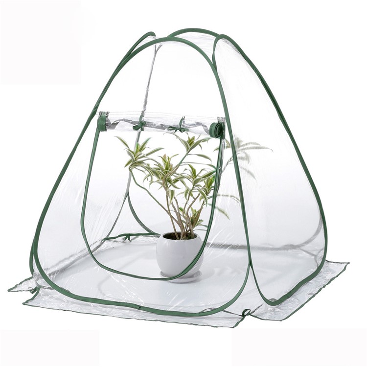 Foldable PVC Pop-up Greenhouse Cover with Army Green Frame for Indoor Outdoor Plant-1