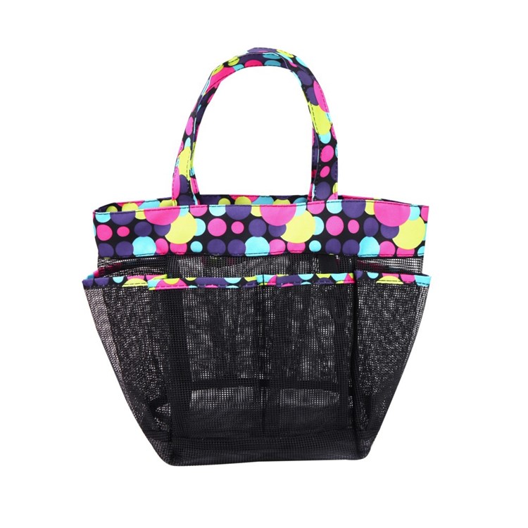 Polka Dot Pattern Mesh Shower Caddy Large Bag 8 Storage Polka Dot Pattern Mesh Shower Caddy Large Bag 8 Storage Pockets Black