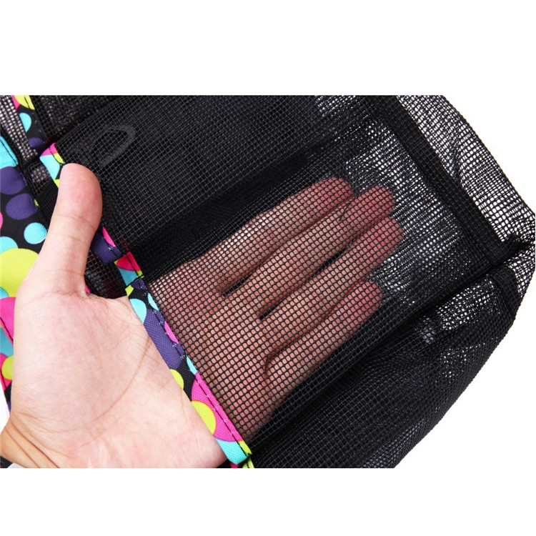 Polka Dot Pattern Mesh Shower Caddy Large Shower Caddy Bag 8 Storage Pockets - Black-4