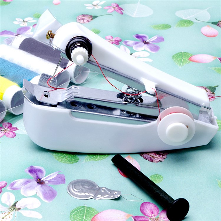 Household Mini Portable Hand-held Clothes Fabric Sewing Machine - Random Color-1