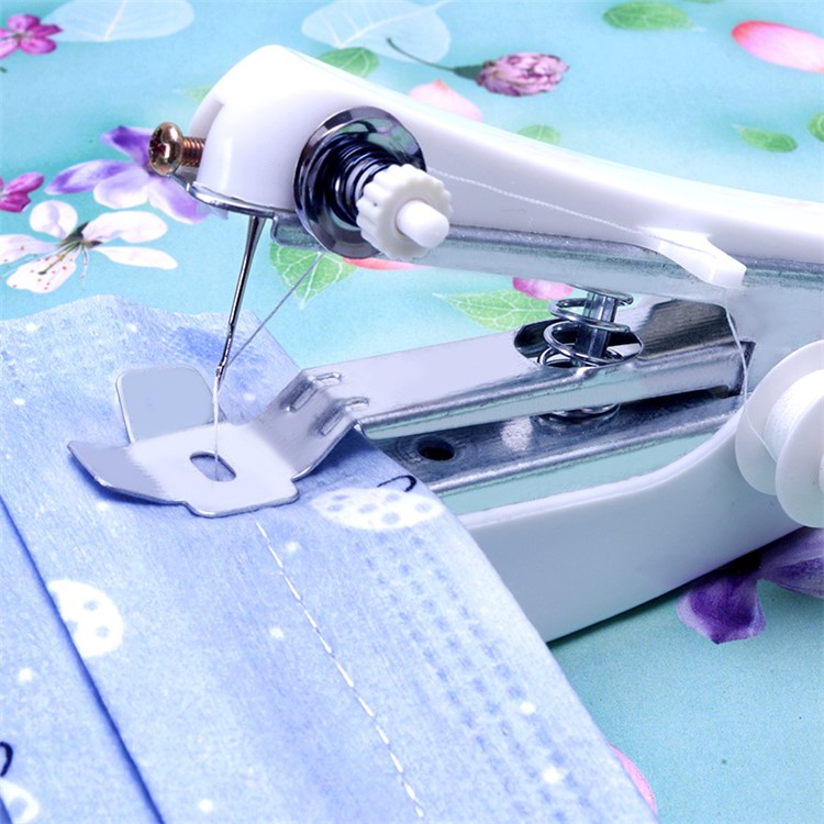 Household Mini Portable Hand-held Clothes Fabric Sewing Machine - Random Color-3