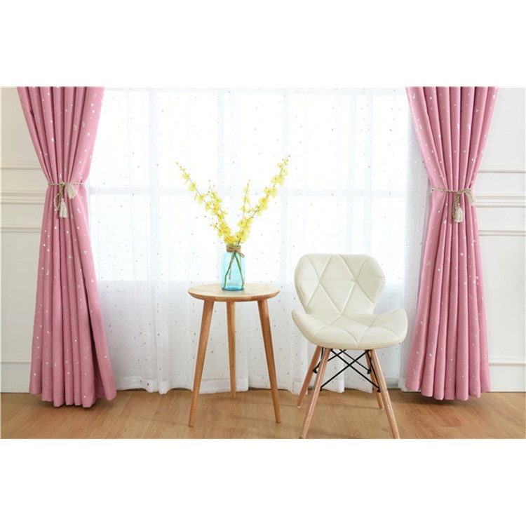 Cortina De Ventana De La Sala De Estar De La Cortina Del Dormitorio De La Cortina Del Modelo De Estrella Con Los Ganchos, Tamaño: Los 100 X Los 135cm - Rosado-3