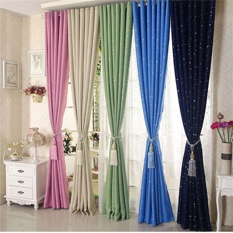 Cortina De Ventana De La Sala De Estar De La Cortina Del Dormitorio De La Cortina Del Modelo De Estrella Con Los Ganchos, Tamaño: Los 100 X Los 135cm - Rosado-4