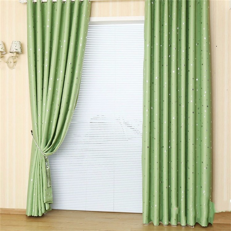 Star Pattern Curtain Bedroom Living Room Window Curtain with Hooks, Size: 100 x 135cm - Green-2