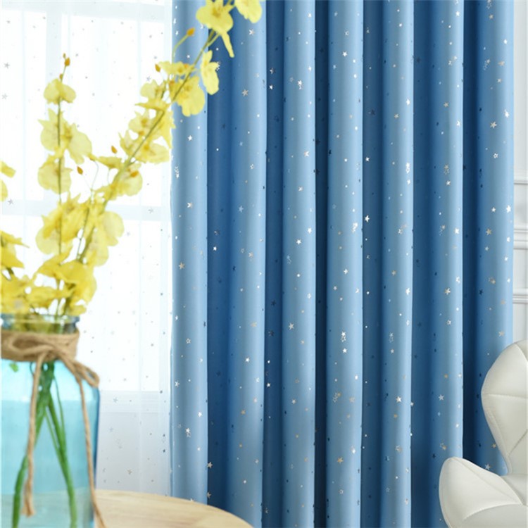 Unique Star Pattern Bedroom Curtain Living Room Window Curtain with Hooks, Size: 100 x 135cm - Baby Blue-3