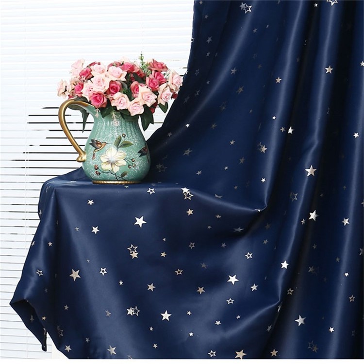 Star Pattern Curtain Living Room Bedroom Window Curtain with Hooks, Size: 100 x 135cm - Dark Blue-3