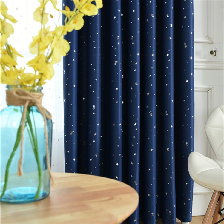 Star Pattern Curtain Living Room Bedroom Window Curtain with Hooks, Size: 100 x 135cm - Dark Blue-5