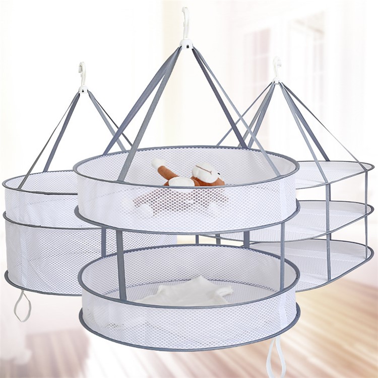 Folding Cellular Mesh 2 Tier Drying Rack Clothes Basket Dryer Net - Size: 61 x (12+12)cm-11