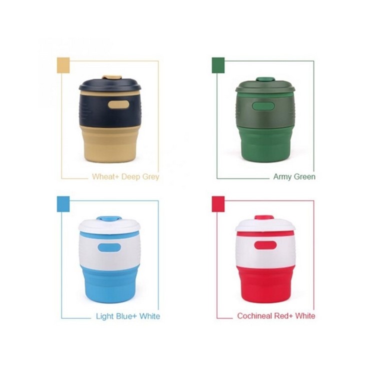 Silicone Collapsible Coffee Cup with Leak-proof Lid for Camping Hiking - Rose-6