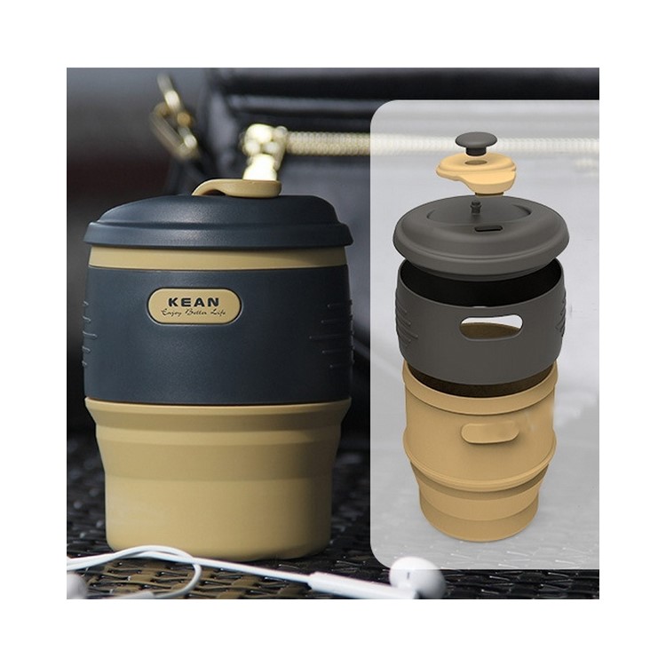 Collapsible Leakproof Coffee Mug with Locked Lid for Camping Hiking - Yellow-1