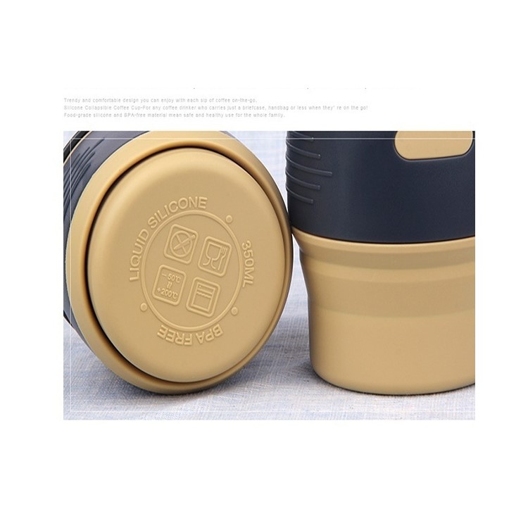 Collapsible Leakproof Coffee Mug with Locked Lid for Camping Hiking - Yellow-12