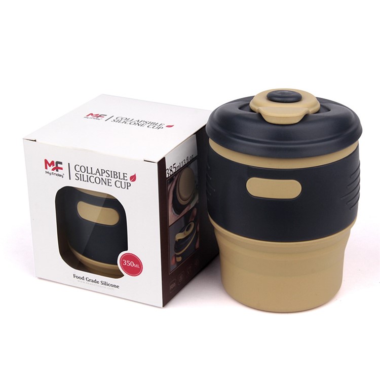 Collapsible Leakproof Coffee Mug with Locked Lid for Camping Hiking - Yellow-3