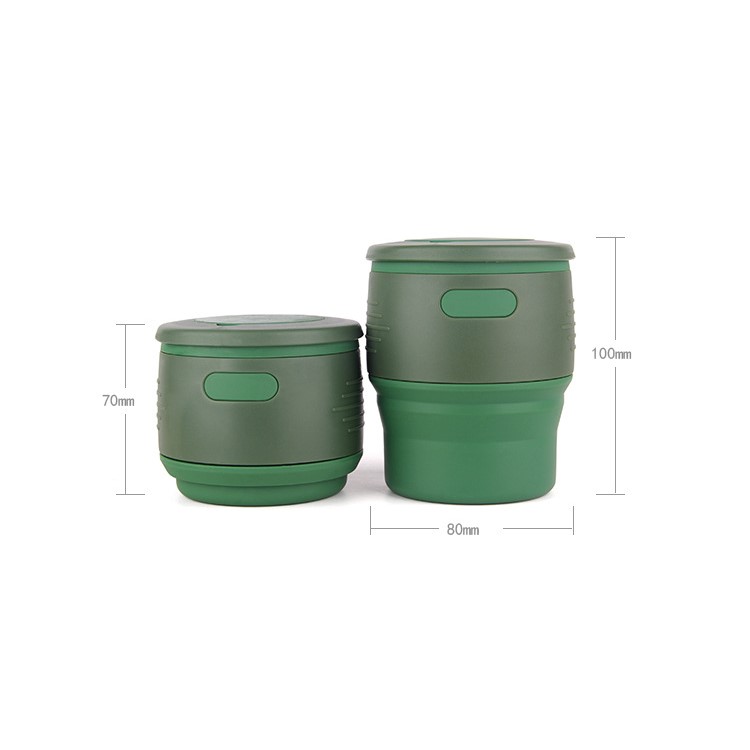 Collapsible Food Grade Silicone Coffee Mug Foldable Tea Cup for Camping Hiking - Green-2