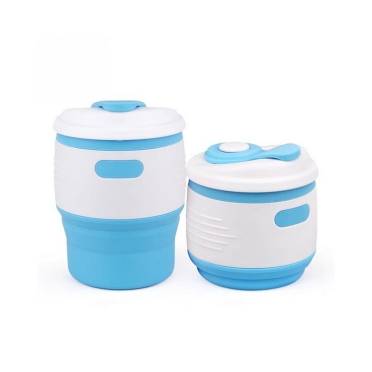 Outdoor Camping Drinking Cup Food-Grade Silicone Collapsible Cup - Blue-1