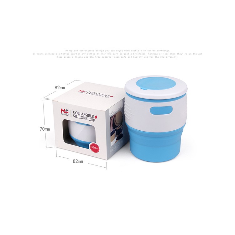 Outdoor Camping Drinking Cup Food-Grade Silicone Collapsible Cup - Blue-2