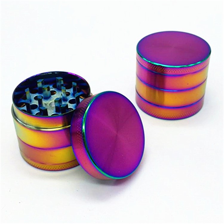 2.2 Inches 4 Parts Zinc Alloy Pollen Weed Grinder Rainbow Herb Grinders - Multi-color-1