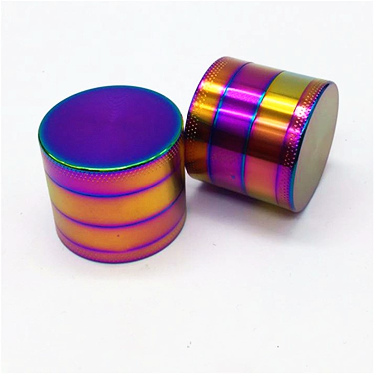 2.2 Inches 4 Parts Zinc Alloy Pollen Weed Grinder Rainbow Herb Grinders - Multi-color-3