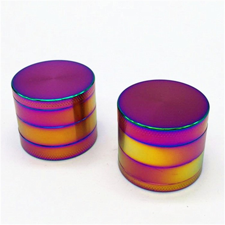 2.2 Inches 4 Parts Zinc Alloy Pollen Weed Grinder Rainbow Herb Grinders - Multi-color-4