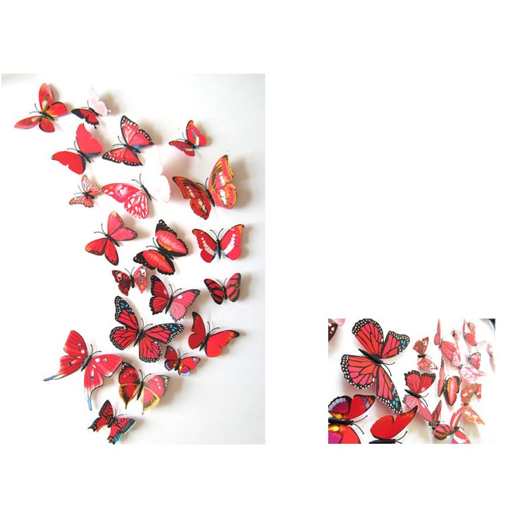 12Pcs/Set DIY 3D Butterflies Magnetic Wall Sticker Home Room Party Decor - Style C-1