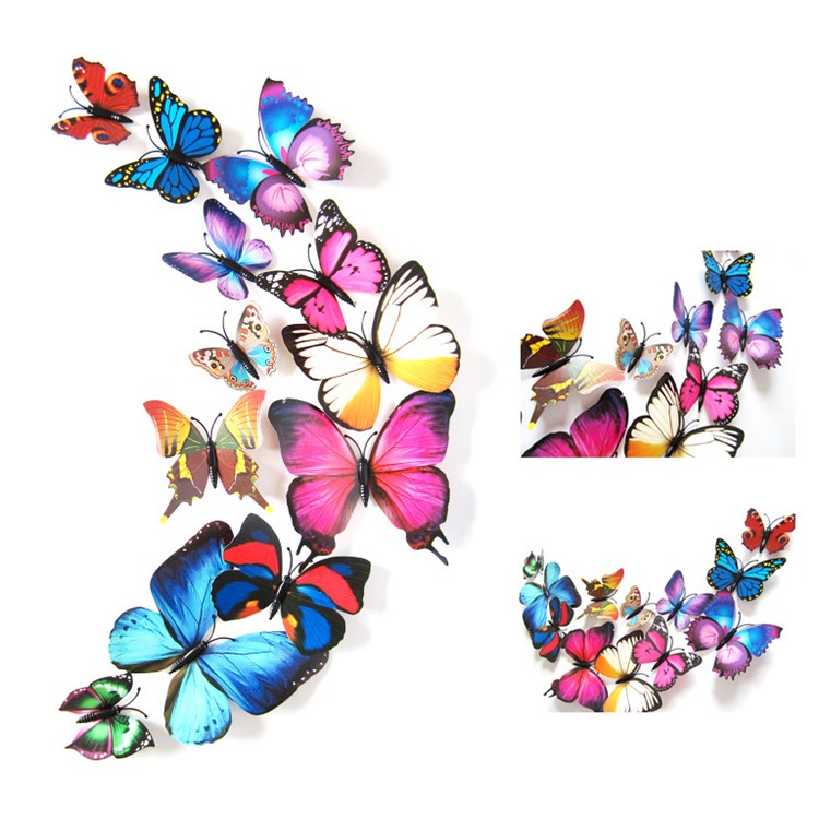 12Pcs/Set DIY 3D Butterflies Magnetic Wall Sticker Home Room Party Decor - Style F-1