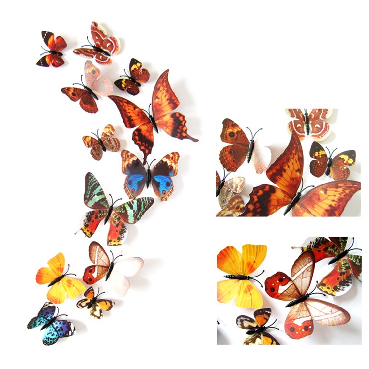 12Pcs/Set DIY 3D Butterflies Magnetic Wall Sticker Home Room Party Decor - Style G-1