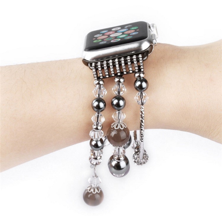 Luxury Pearl Natural Stone Bracelet Watch Strap for Apple Watch Series 3 Series 2 Series 1 42mm - Grey-1