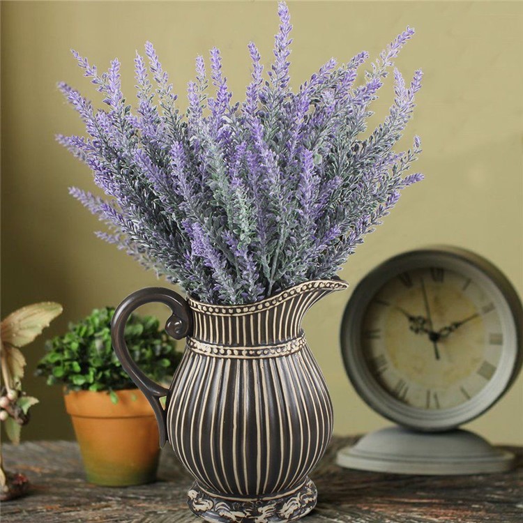 4Pcs Artificial Flocked Lavender Bouquet Bridal Home DIY Floor Garden Office Wedding Decor-1