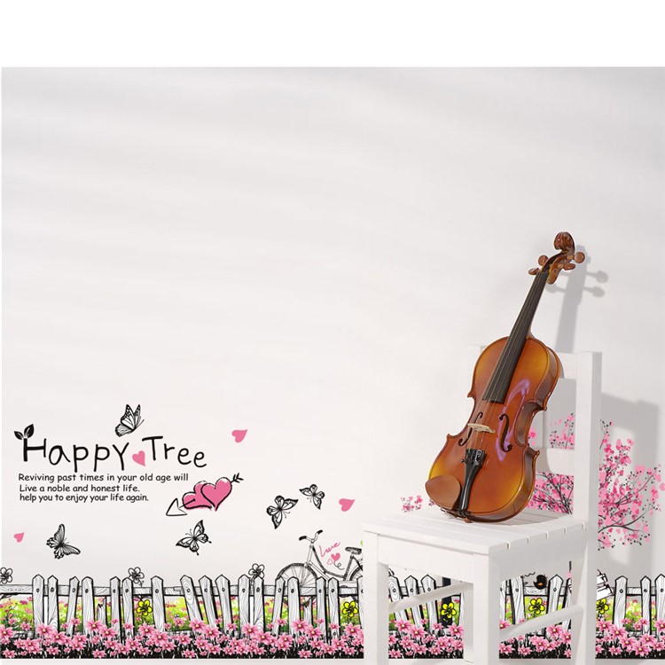 Flowers and Bamboo Fence Pattern Removable Wall Decal DIY Wall Sticker, Size: 50 x 70cm-6