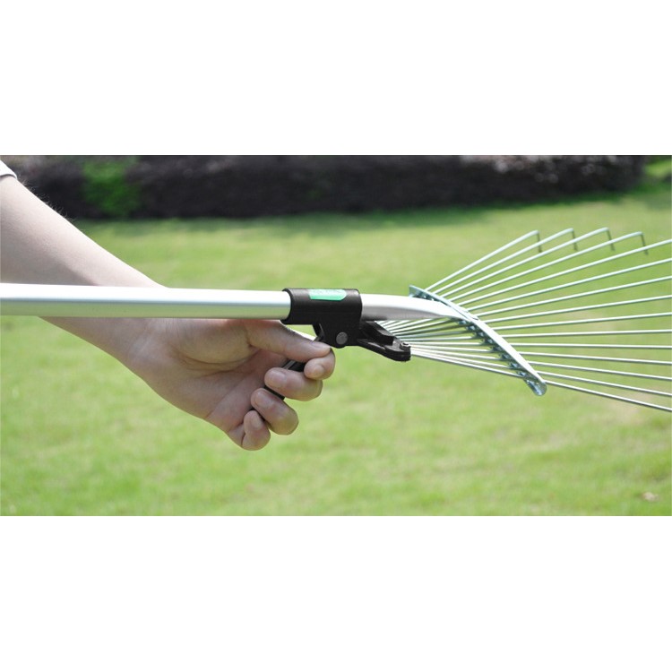 150M Adjustable Garden Leaf Rake with 15 Section Steel Heads-4