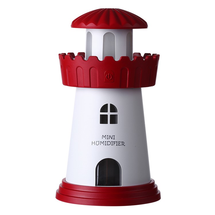 Mini Lighthouse 150ml Air Purifier Humidifier with Night Lamp - Red-2