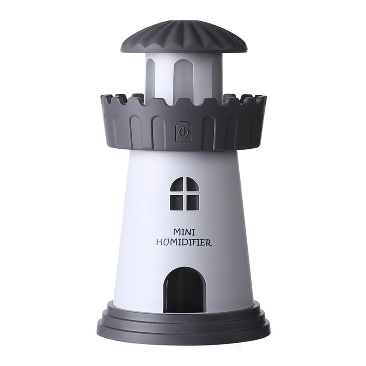 Mini Lighthouse 150ml Air Purifier Humidifier with Night Lamp - Grey-2