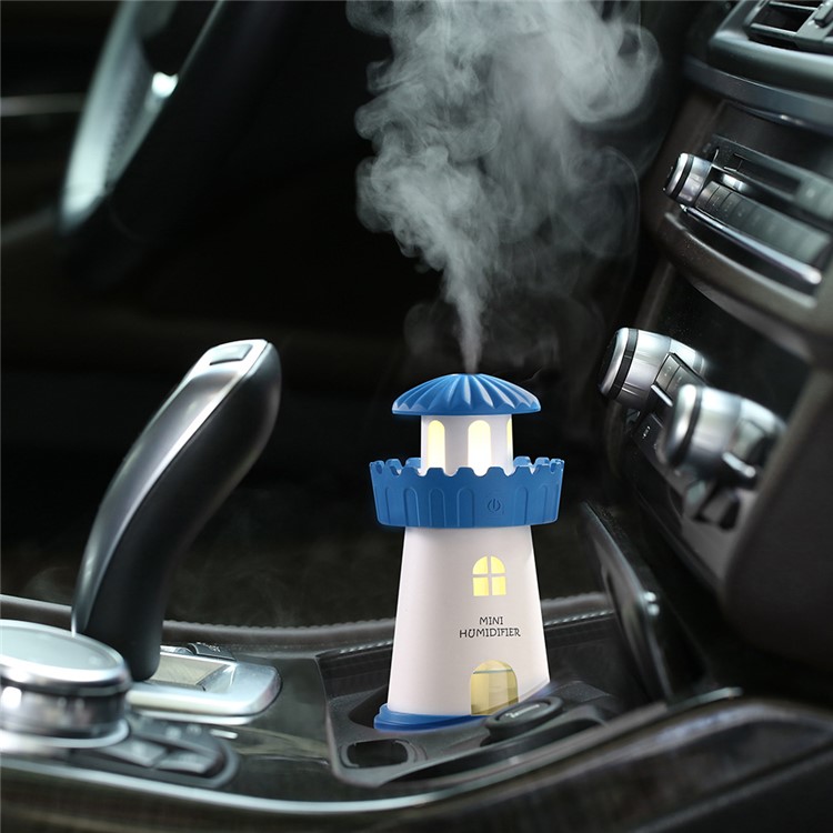 Mini Lighthouse 150ml Air Purifier Humidifier with Night Lamp - Blue-1