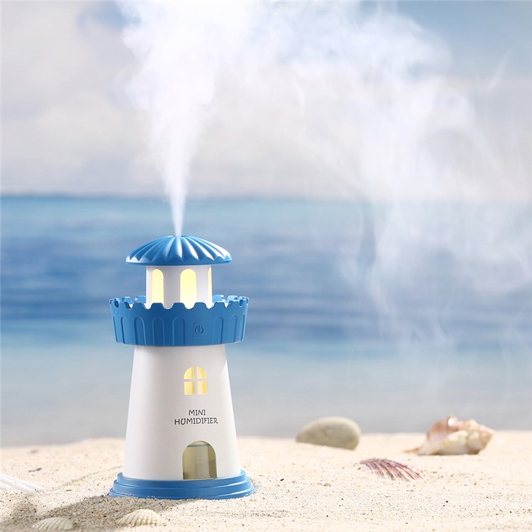 Mini Lighthouse 150ml Air Purifier Humidifier with Night Lamp - Blue-4