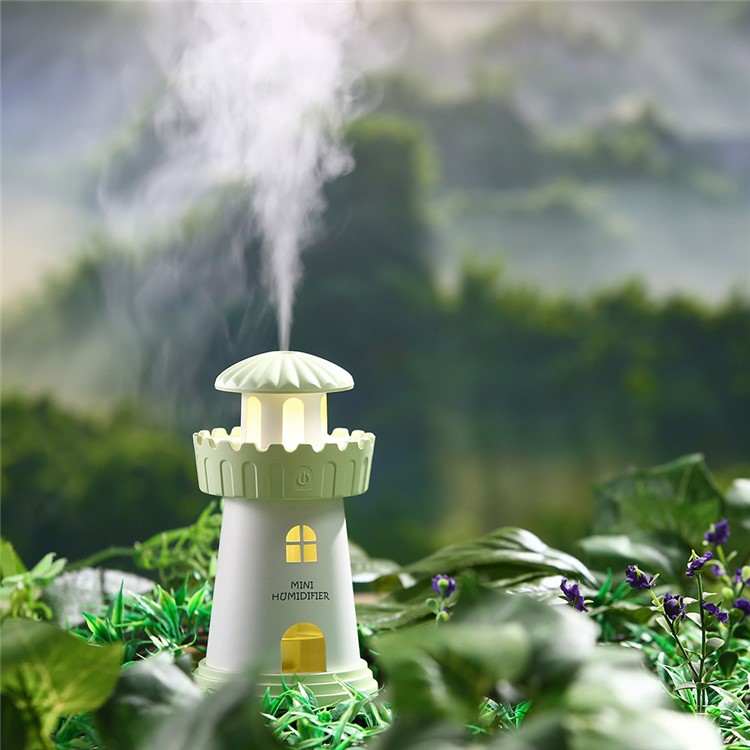 Mini Lighthouse 150ml Air Purifier Humidifier with Night Lamp - Green-1