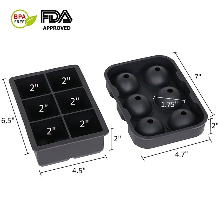 6 Compartments Mini Silicone Semi-circle Shape + Square Shape Ice Cube Candy Cake Chocolate Mold-9