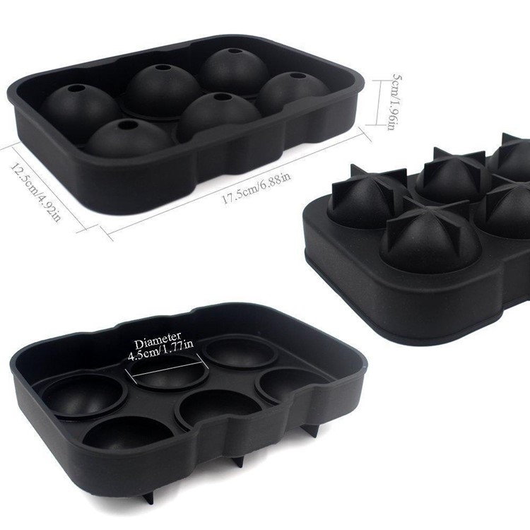 6 Compartments Mini Silicone Semi-circle Shape + Square Shape Ice Cube Candy Cake Chocolate Mold-2