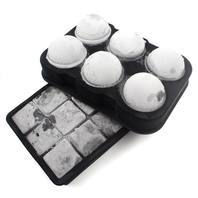 6 Compartments Mini Silicone Semi-circle Shape + Square Shape Ice Cube Candy Cake Chocolate Mold-3