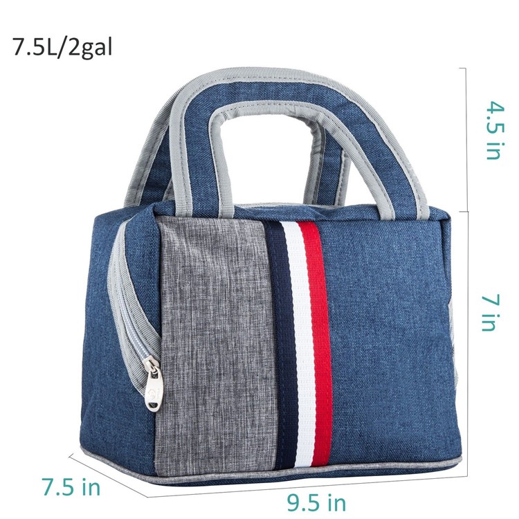 7.5L Portable Insulated Lunch Bag Cooler Bag Cooler Box Zip Closure Handbag-8
